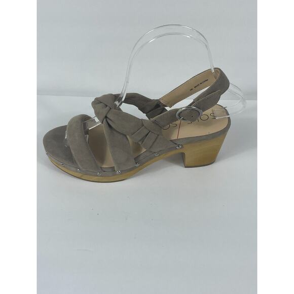 Sole Society Size 6 Mariel Studded Sandal Block Heel Mushroom Suede Wedge - Picture 3 of 12